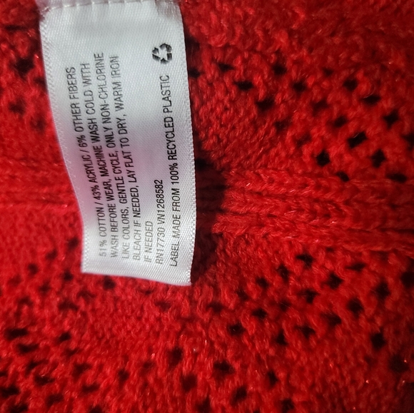 Cat & Jack Girl Red Sparkling Knitted Long Sleeve Sweater Dress Size 10-12 NWOT - Picture 4 of 4